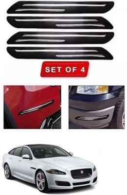 RONISH Microfibre, Silicone, Stainless Steel, Rubber Car Bumper Guard(Black, Silver, Pack of 4, BMW, Universal For Car)