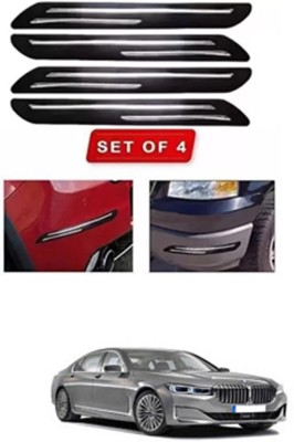 RONISH Microfibre, Silicone, Stainless Steel, Rubber Car Bumper Guard(Black, Silver, Pack of 4, BMW, 725i)