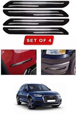 RONISH Microfibre, Silicone, Stainless Steel, Rubber Car Bumper Guard(Black, Silver, Pack of 4, Audi, Q5)