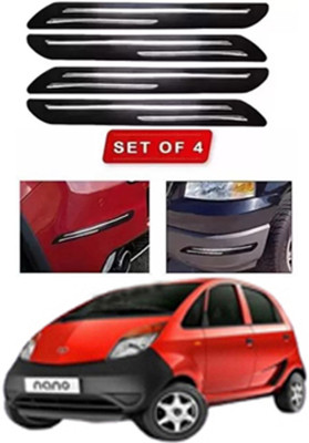 RONISH Microfibre, Silicone, Stainless Steel, Rubber Car Bumper Guard(Black, Silver, Pack of 4, Tata, Nano)