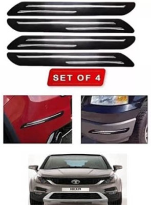 RONISH Microfibre, Silicone, Stainless Steel, Rubber Car Bumper Guard(Black, Silver, Pack of 4, Tata, Hexa)