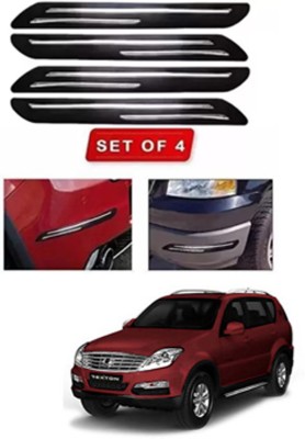 RONISH Microfibre, Silicone, Stainless Steel, Rubber Car Bumper Guard(Black, Pack of 4, Mahindra, Rexton)