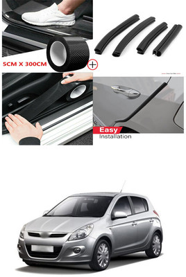 PRTEK Rubber Car Door Guard(Black, Pack of 1 SILL BALCK WITH BLACK BUFFER, Universal For Car, i20)