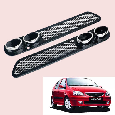 GOLSM Plastic Car Bumper Guard(Black, Pack of Car Universal Rear Dual Tip Bumper Lip Diffuser, Tata, Indigo)