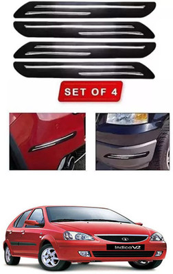 RONISH Microfibre, Silicone, Stainless Steel, Rubber Car Bumper Guard(Black, Silver, Pack of 4, Tata, Universal For Car)