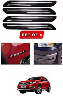 RONISH Microfibre, Silicone, Stainless Steel, Rubber Car Bumper Guard(Black, Silver, Pack of 4, MG, Universal For Car)