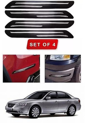 RONISH Microfibre, Silicone, Stainless Steel, Rubber Car Bumper Guard(Black, Silver, Pack of 4, Hyundai, Universal For Car)