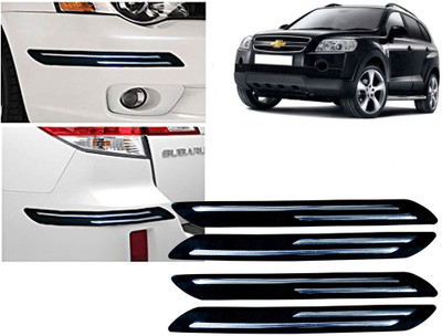 Selifaur Plastic, Rubber Car Bumper Guard(Black, Silver, Pack of 4 Pcs Double Chrome Bumper Protector, Chevrolet, Captiva)