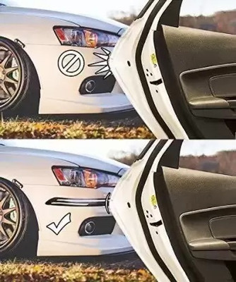 RONISH Microfibre, Silicone, Stainless Steel, Rubber Car Bumper Guard(Black, Silver, Pack of 4, Audi, S4)