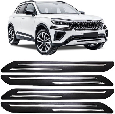 CARZEX Microfibre, Stainless Steel Car Bumper Guard(Black, Pack of 4, Universal For Car, Universal For Car)