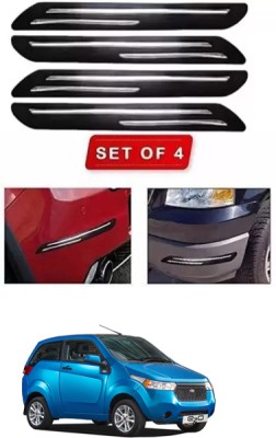 RONISH Microfibre, Silicone, Stainless Steel, Rubber Car Bumper Guard(Black, Silver, Pack of 4, Mahindra, e2o)