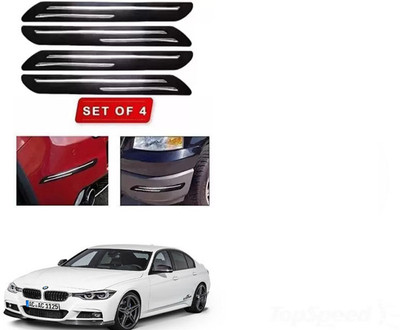 RONISH Microfibre, Silicone, Stainless Steel, Rubber Car Bumper Guard(Black, Silver, Pack of 4, BMW, 1 Series)
