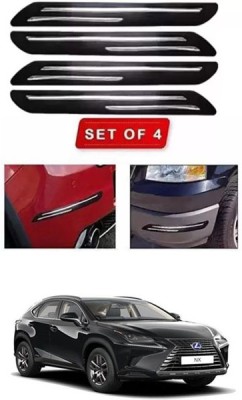 RONISH Microfibre, Silicone, Stainless Steel, Rubber Car Bumper Guard(Black, Silver, Pack of 4, Skoda, Universal For Car)