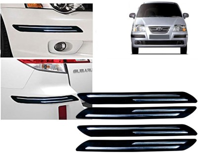 Selifaur Plastic, Rubber Car Bumper Guard(Black, Silver, Pack of 4 Pcs Double Chrome Bumper Protector, Hyundai, Santro)