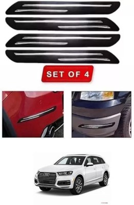 RONISH Microfibre, Silicone, Stainless Steel, Rubber Car Bumper Guard(Black, Silver, Pack of 4, Audi, Q7)