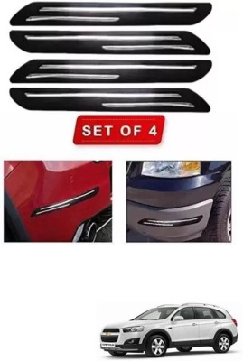 RONISH Microfibre, Silicone, Stainless Steel, Rubber Car Bumper Guard(Black, Silver, Pack of 4, Universal For Car, Captiva)