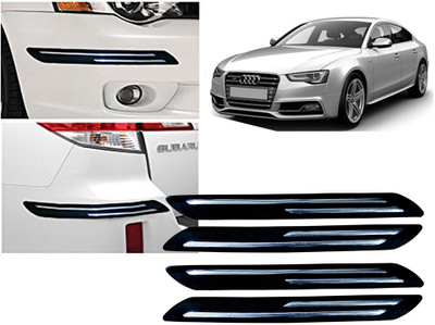 Selifaur Plastic, Rubber Car Bumper Guard(Black, Silver, Pack of 4 Pcs Double Chrome Bumper Protector, Audi, S5)