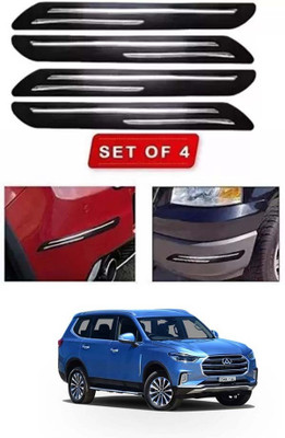 RONISH Microfibre, Silicone, Stainless Steel, Rubber Car Bumper Guard(Black, Silver, Pack of 4, MG, Universal For Car)