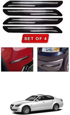 RONISH Microfibre, Silicone, Stainless Steel, Rubber Car Bumper Guard(Black, Silver, Pack of 4, BMW, 525i)
