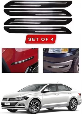 RONISH Microfibre, Silicone, Stainless Steel, Rubber Car Bumper Guard(Black, Silver, Pack of 4, Volkswagen, Universal For Car)