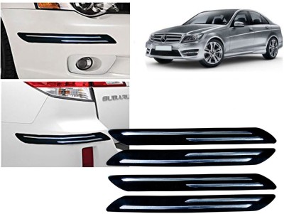 Selifaur Plastic, Rubber Car Bumper Guard(Black, Silver, Pack of 4 Pcs Double Chrome Bumper Protector, Mercedes Benz, C-Class)