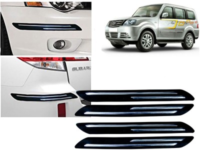 Selifaur Plastic, Rubber Car Bumper Guard(Black, Silver, Pack of 4 Pcs Double Chrome Bumper Protector, Tata, Sumo Grande)