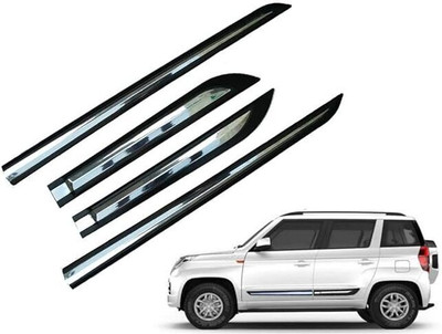 Ekaiva Plastic Car Door Guard(Black, Silver, Pack of 4 PCS SET, Mahindra, TUV-300)
