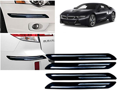 Selifaur Plastic, Rubber Car Bumper Guard(Black, Silver, Pack of 4 Pcs Double Chrome Bumper Protector, BMW, I8)