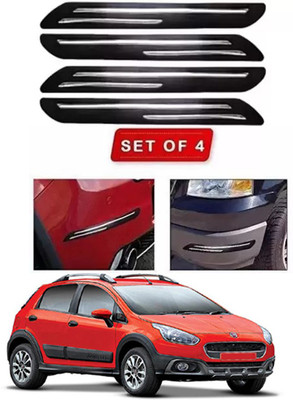 RONISH Microfibre, Silicone, Stainless Steel, Rubber Car Bumper Guard(Black, Silver, Pack of 4, Fiat, Avventura)