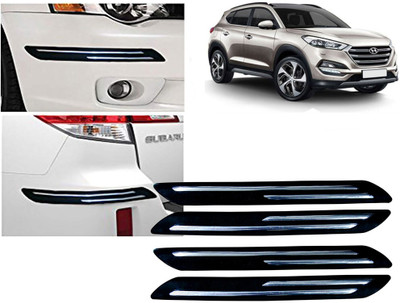 Selifaur Plastic, Rubber Car Bumper Guard(Black, Silver, Pack of 4 Pcs Double Chrome Bumper Protector, Hyundai, Tucson)