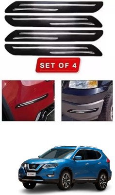 RONISH Microfibre, Silicone, Stainless Steel, Rubber Car Bumper Guard(Black, Silver, Pack of 4, Nissan, Universal For Car)