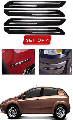 RONISH Microfibre, Silicone, Stainless Steel, Rubber Car Bumper Guard(Black, Silver, Pack of 4, Fiat, Universal For Car)