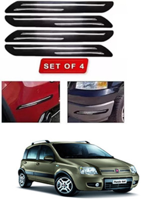RONISH Microfibre, Silicone, Stainless Steel, Rubber Car Bumper Guard(Black, Silver, Pack of 4, Fiat, Universal For Car)