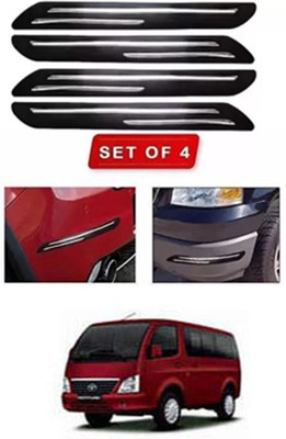 RONISH Microfibre, Silicone, Stainless Steel, Rubber Car Bumper Guard(Black, Silver, Pack of 4, Tata, Universal For Car)