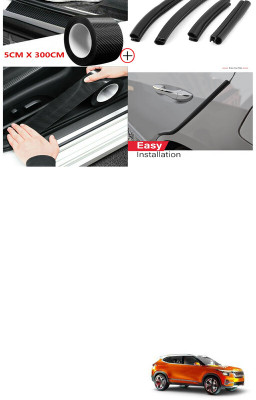 PRTEK Rubber Car Door Guard(Black, Pack of 1 SILL BALCK WITH BLACK BUFFER, Universal For Car, Swift Dzire)