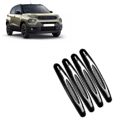 MotoshozX Plastic, Rubber Car Door Guard(Black, Silver, Pack of 4, Tata, Universal For Car)
