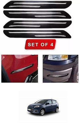 RONISH Microfibre, Silicone, Stainless Steel, Rubber Car Bumper Guard(Black, Silver, Pack of 4, Fiat, Palio)