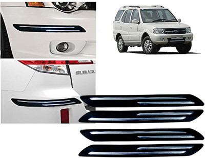 Selifaur Plastic, Rubber Car Bumper Guard(Black, Silver, Pack of 4 Pcs Double Chrome Bumper Protector, Tata, Safari Storme)