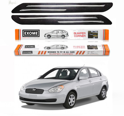 EXOME Rubber, Stainless Steel Car Bumper Guard(Black, Pack of 4, Hyundai, Xcent)