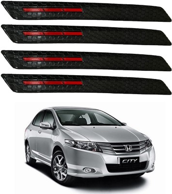 Oshotto Rubber Car Bumper Guard(Black, Red, Pack of 4, Honda, City i DTec VX)