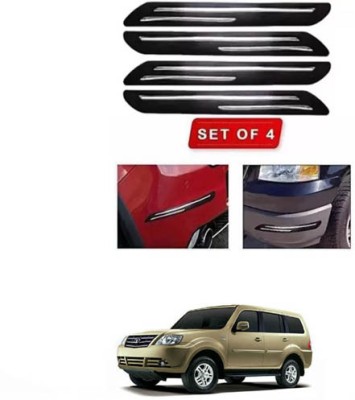 RONISH Microfibre, Silicone, Stainless Steel, Rubber Car Bumper Guard(Black, Silver, Pack of 4, Tata, Grand Dicor)