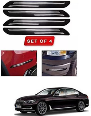 RONISH Microfibre, Silicone, Stainless Steel, Rubber Car Bumper Guard(Black, Silver, Pack of 4, BMW, Universal For Car)