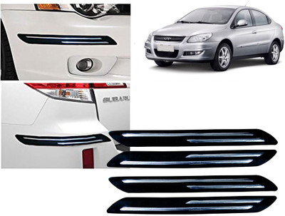 Selifaur Plastic, Rubber Car Bumper Guard(Black, Silver, Pack of 4 Pcs Double Chrome Bumper Protector, GM, Cielo)