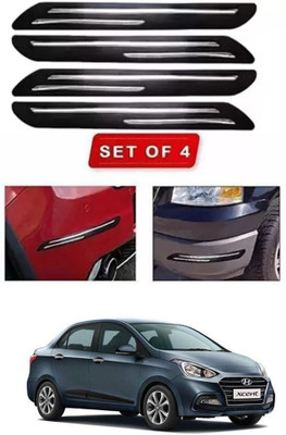 RONISH Microfibre, Silicone, Stainless Steel, Rubber Car Bumper Guard(Black, Silver, Pack of 4, Hyundai, Universal For Car)