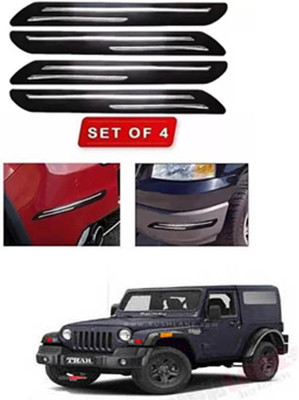 RONISH Microfibre, Silicone, Stainless Steel, Rubber Car Bumper Guard(Black, Silver, Pack of 4, Mahindra, Thar)