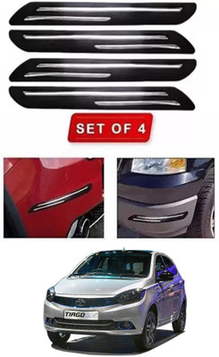 RONISH Microfibre, Silicone, Stainless Steel, Rubber Car Bumper Guard(Black, Silver, Pack of 4, Tata, Universal For Car)