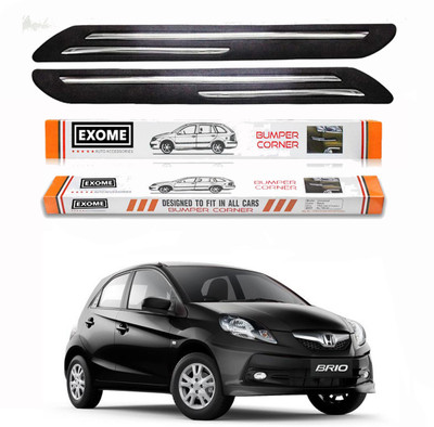 EXOME Rubber, Stainless Steel Car Bumper Guard(Black, Pack of 4, Honda, Brio)