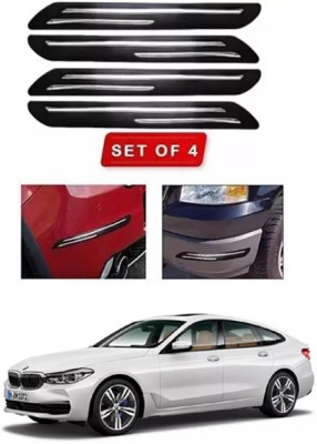 RONISH Microfibre, Silicone, Stainless Steel, Rubber Car Bumper Guard(Black, Silver, Pack of 4, BMW, 6 Series)