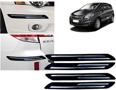 Selifaur Plastic, Rubber Car Bumper Guard(Black, Silver, Pack of 4 Pcs Double Chrome Bumper Protector, Chevrolet, UVA)