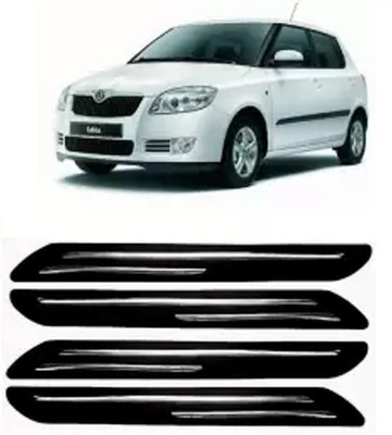 GS Grow n Shine Rubber Car Bumper Guard(Black, Silver, Pack of 4, Skoda, Fabia)
